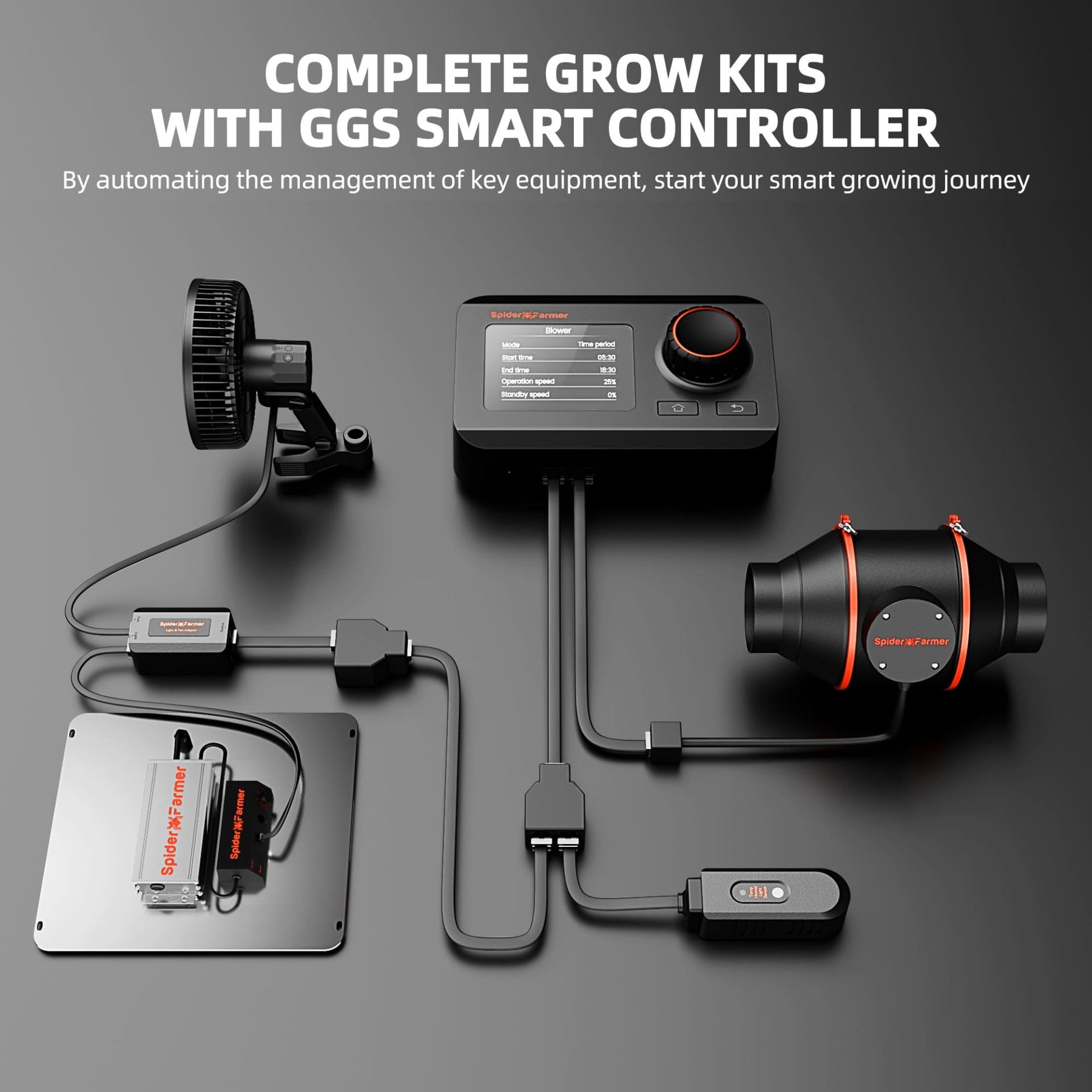 Spider Farmer Komplettset 70x70x160 cm Growbox Kit SF1000 mit GGS-Controller