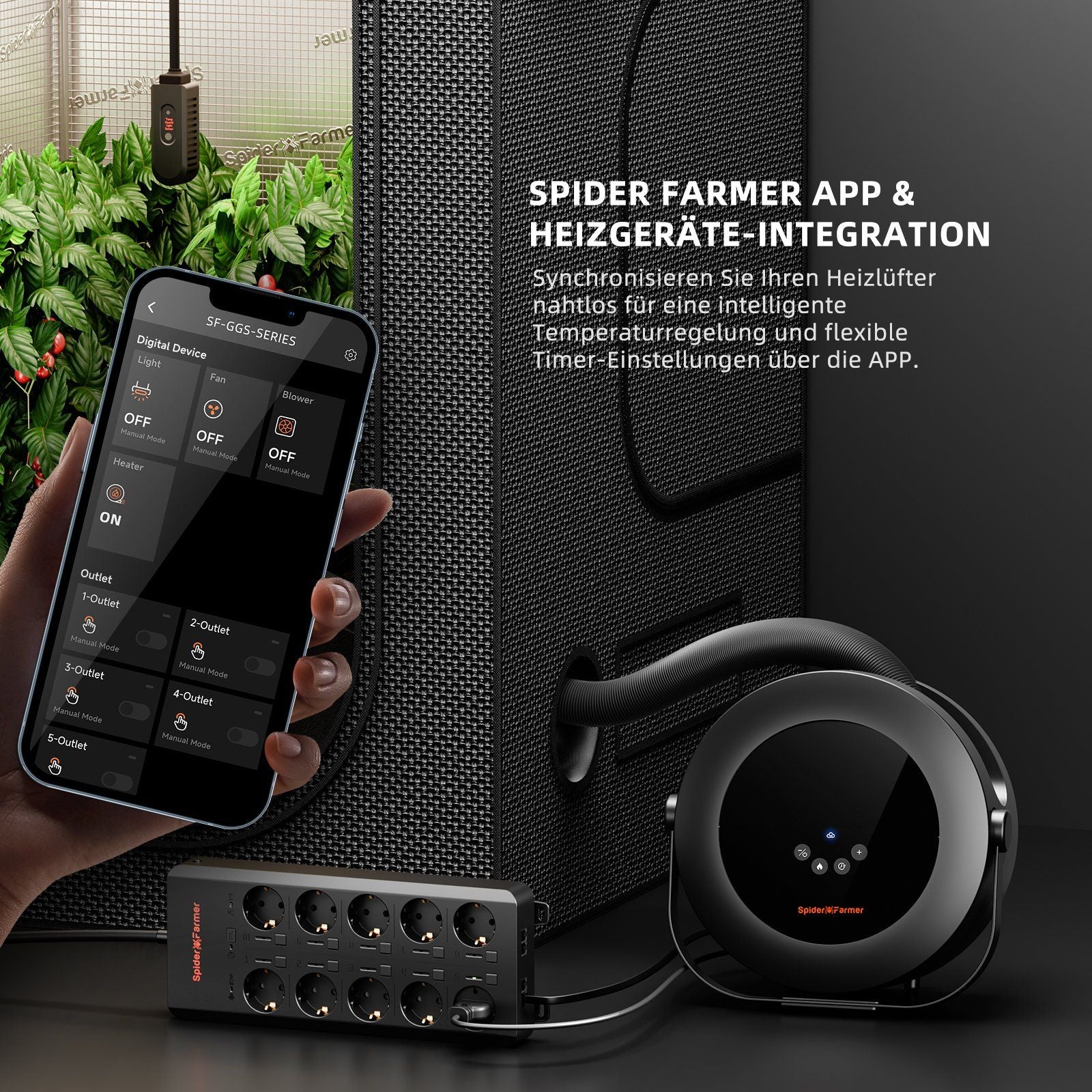 Spider Farmer Heizlüfter 10 Stufen 540 Watt