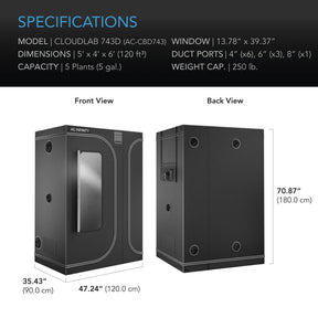 AC Infinity CLOUDLAB 743D 2-in-1 Advance Grow Zelt 120x90x180cm