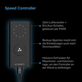 AC Infinity Luftfilter-Set S8 200mm, 1230 m³/h mit Geschwindigkeitsregler