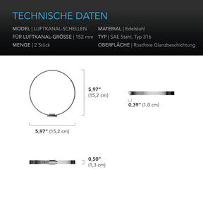 AC Infinity Edelstahl-Rohrschellen 150 mm - Doppelpack