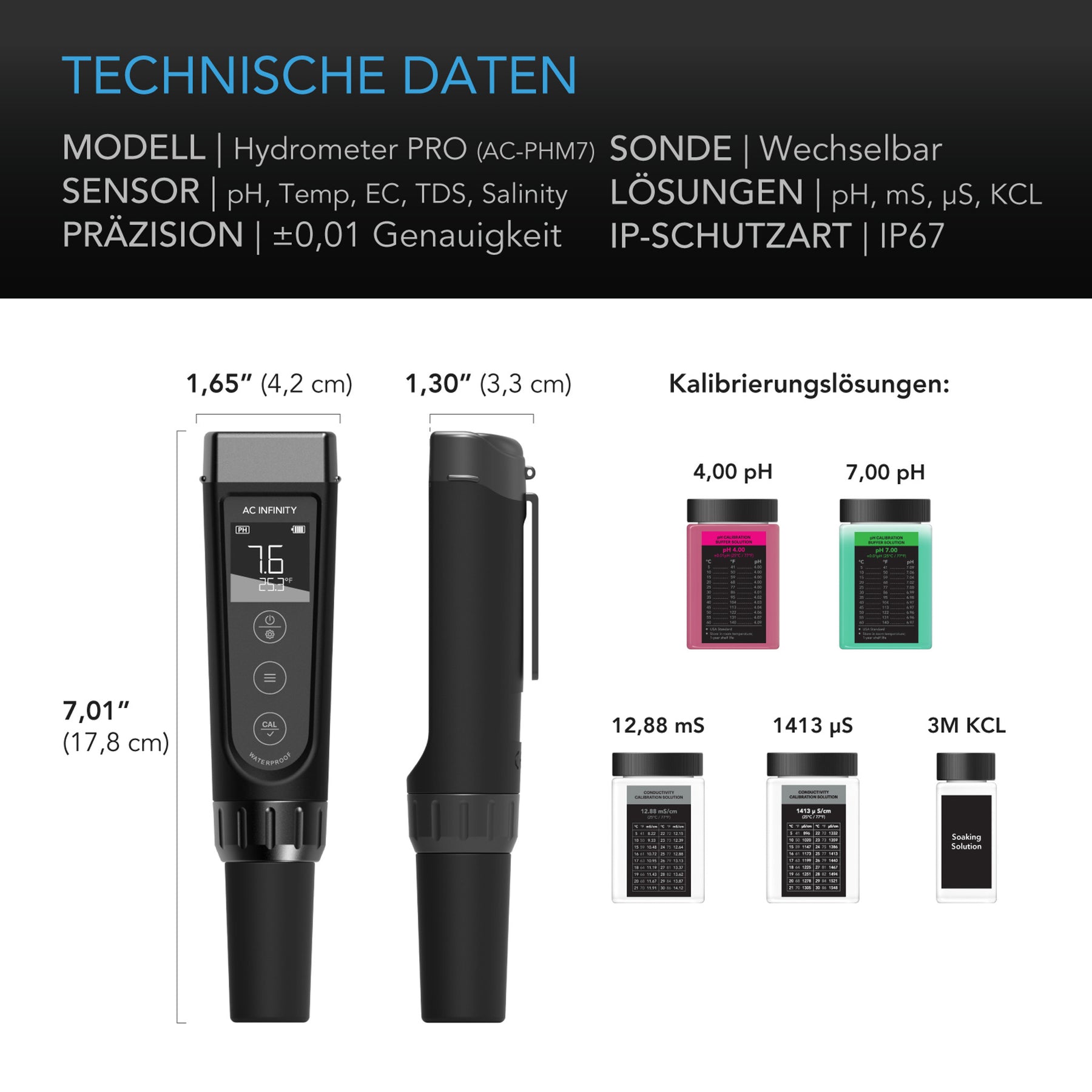 AC Infinity Hydroponic Meter PRO pH und EC Messgerät