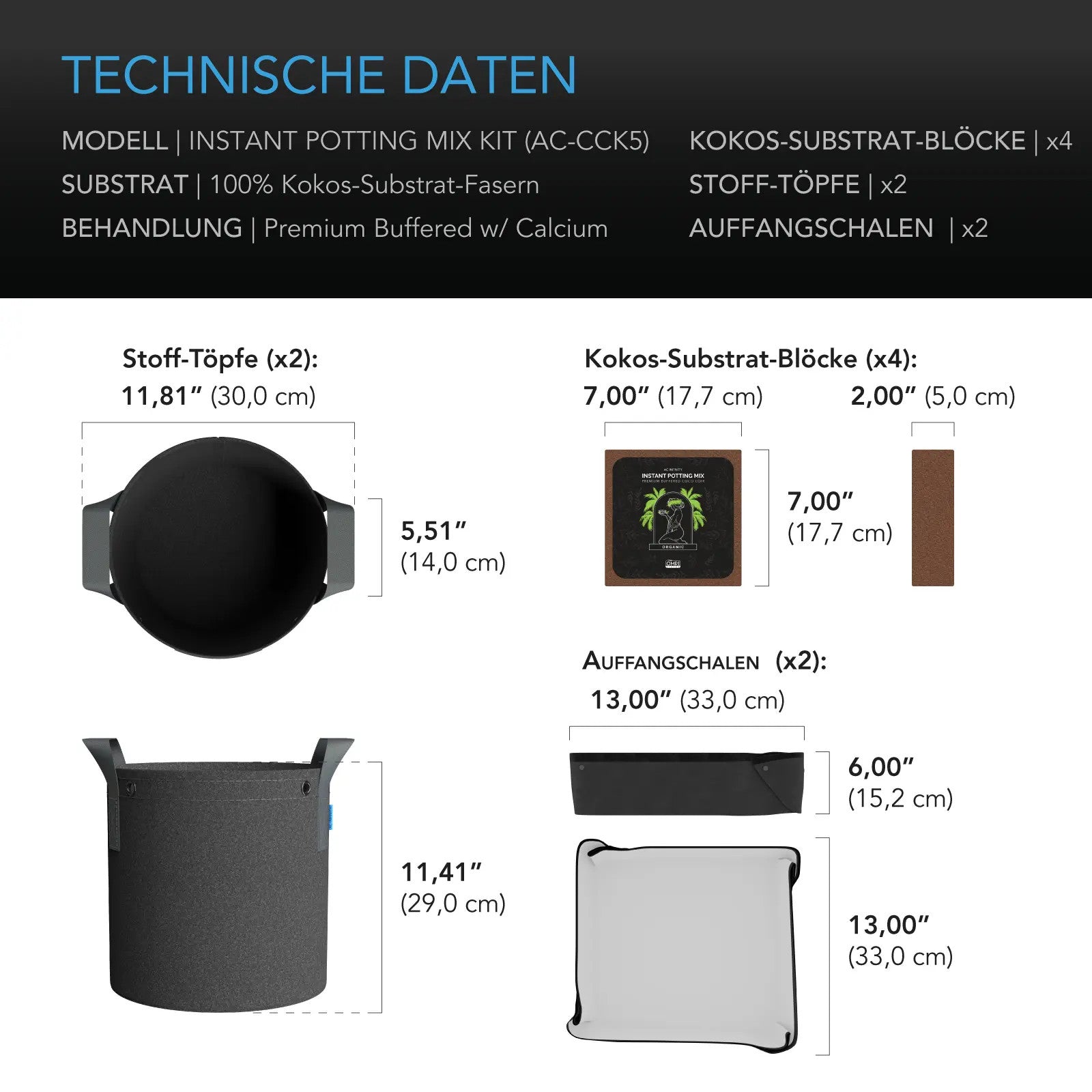 AC Infinity Coco Coir Starter Kit für 2 Pflanzen - Kokossubstrat