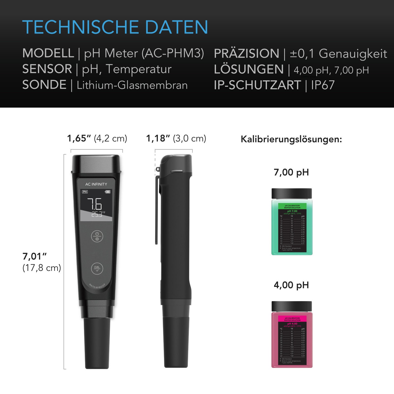 AC Infinity Digitales pH-Messgerät für Wasser