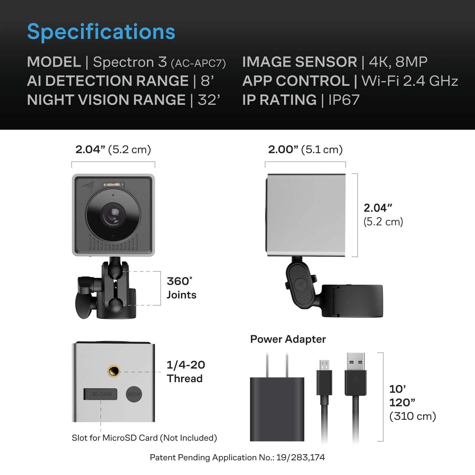 AC Infinity SPECTRON 3 4K KI-Grow-Kamera mit Nachtsicht für Growzelte