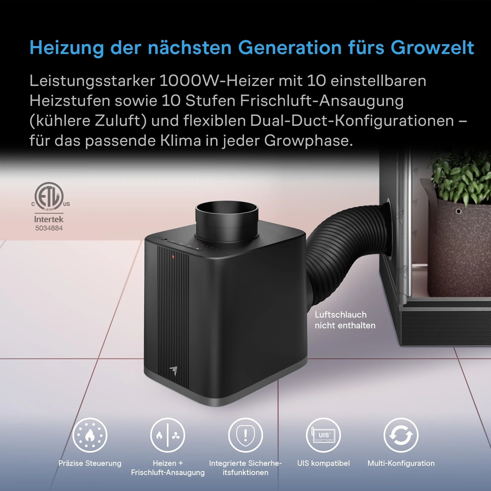 AC Infinity THERMOFORGE S7 1000 W Growzelt Heizung mit 10 Heizstufen und UIS-Steuerung