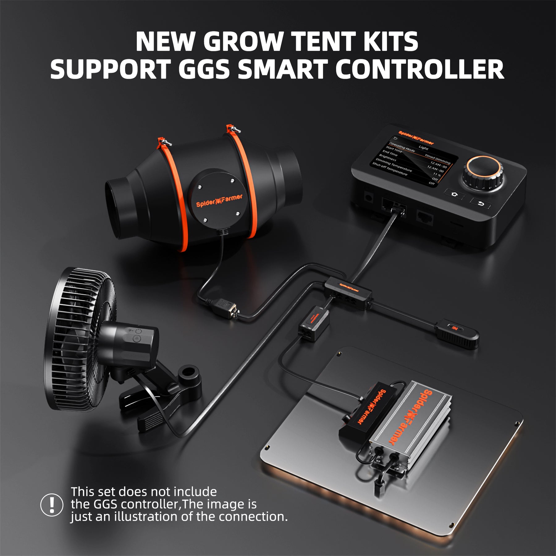 Spider Farmer Komplettset 70x70x160 cm Growbox Kit SF1000 LED mit Geschwindigkeitsregler