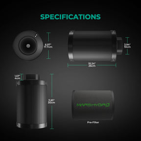 Mars Hydro Aktivkohlefilter 100 mm nachfüllbar