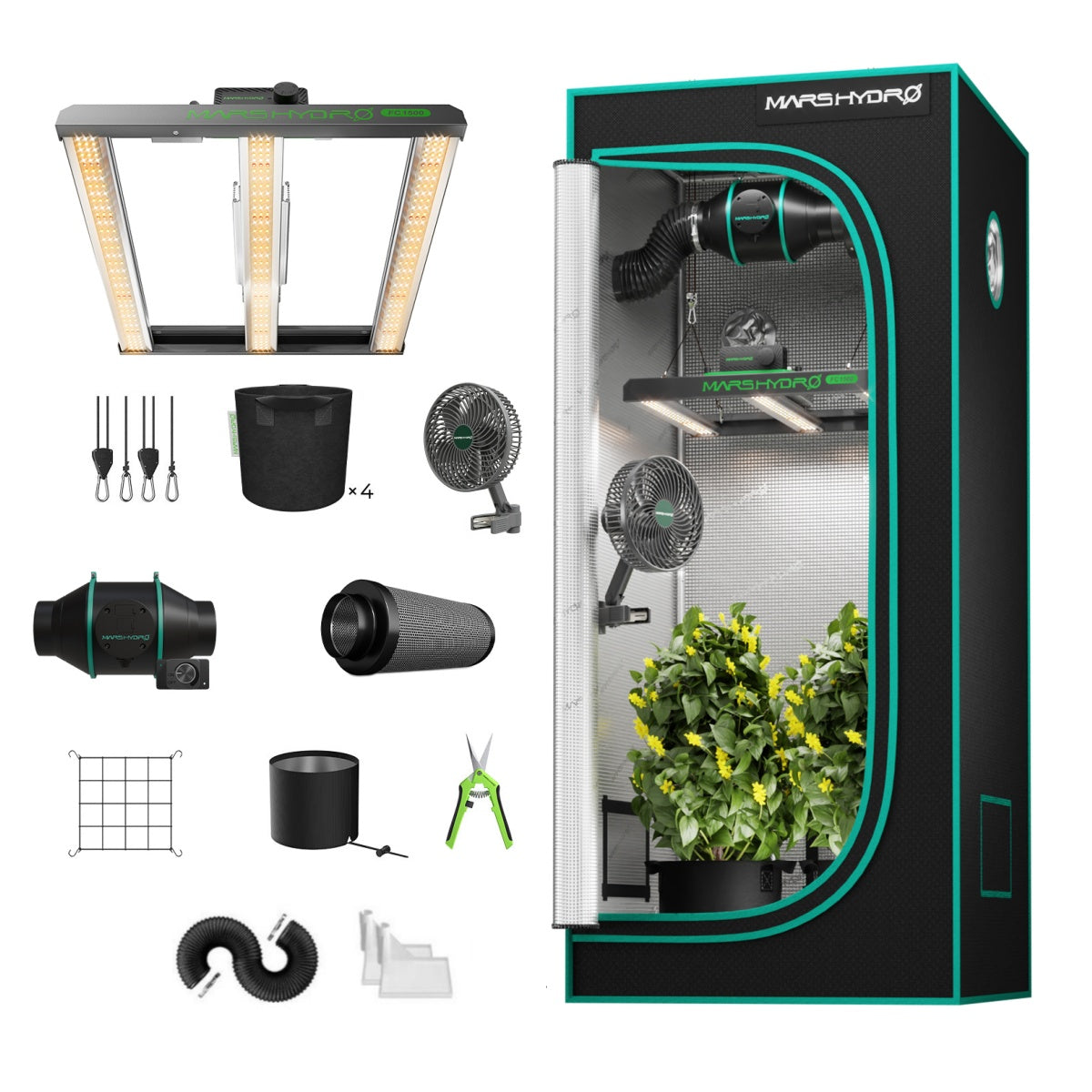 Mars Hydro Komplettset FC 1500-EVO 150W LED 80x80x160 cm