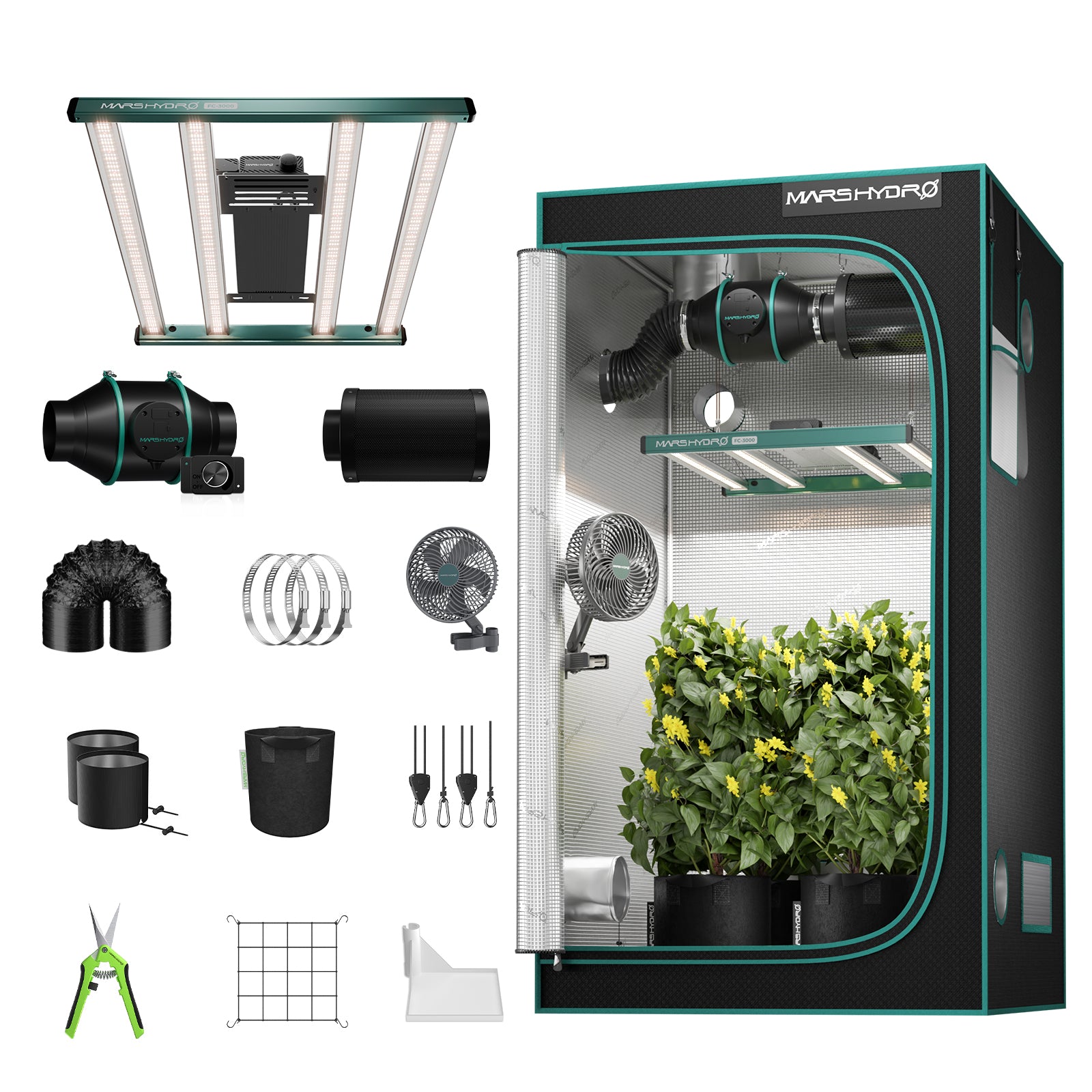 Mars Hydro Komplettset FC 3000 300W LED 100x100x180 cm