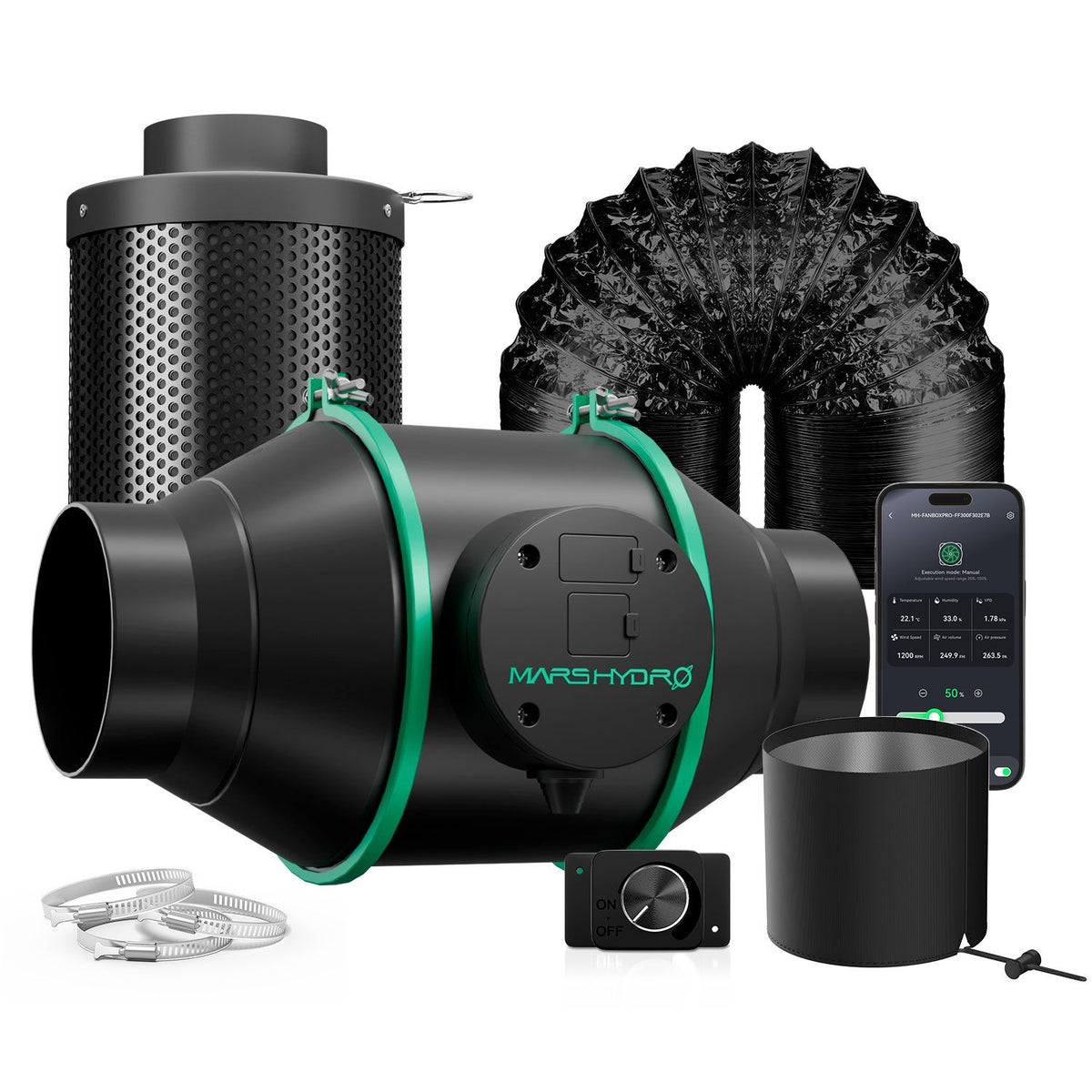 Mars Hydro iFresh 4" Abluftset 100 mm bis 350 m³/h