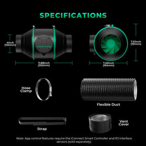 Mars Hydro iFresh 4" Abluft Komplettset 100 mm bis 350 m³/h