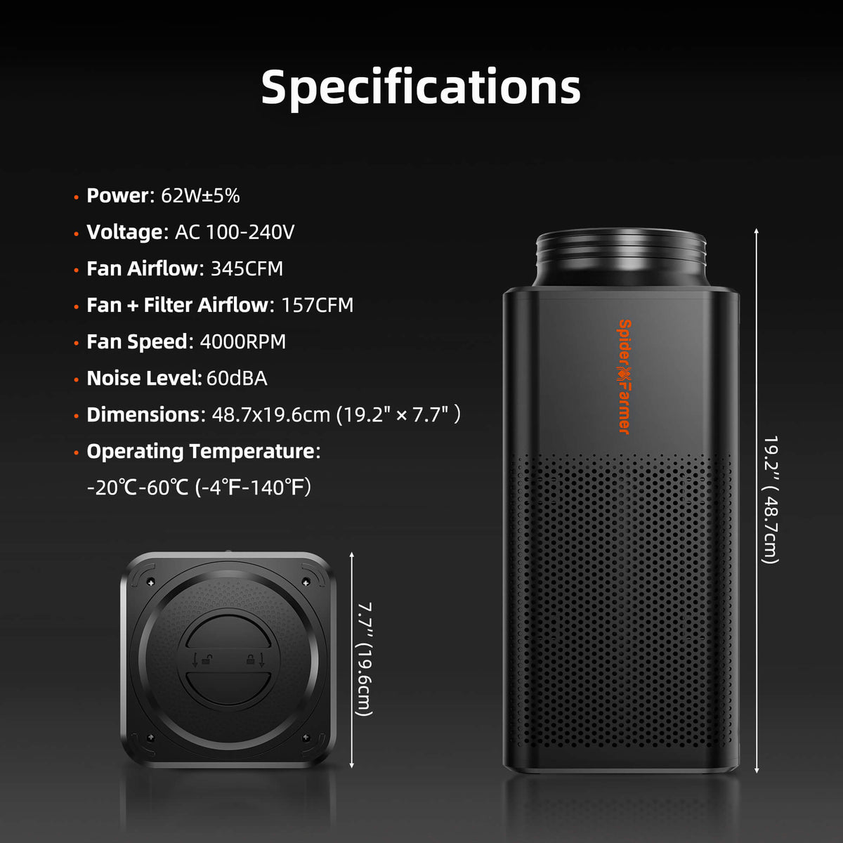 Spider Farmer 2-in-1 Abluftsystem 150mm mit Aktivkohlefilter und GGS-Controller
