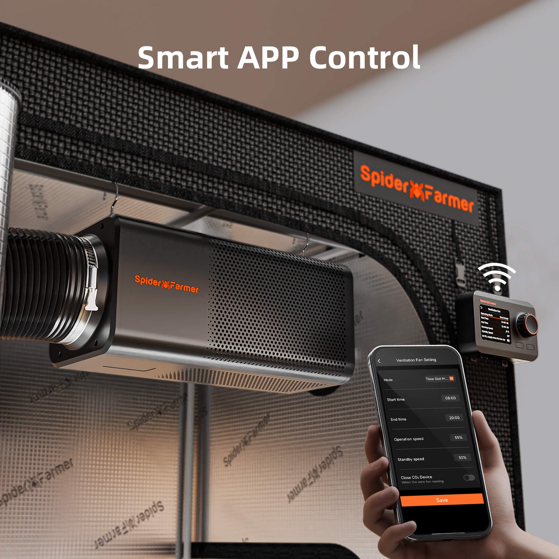 Spider Farmer 2-in-1 Abluftsystem 150mm mit Aktivkohlefilter und GGS-Controller