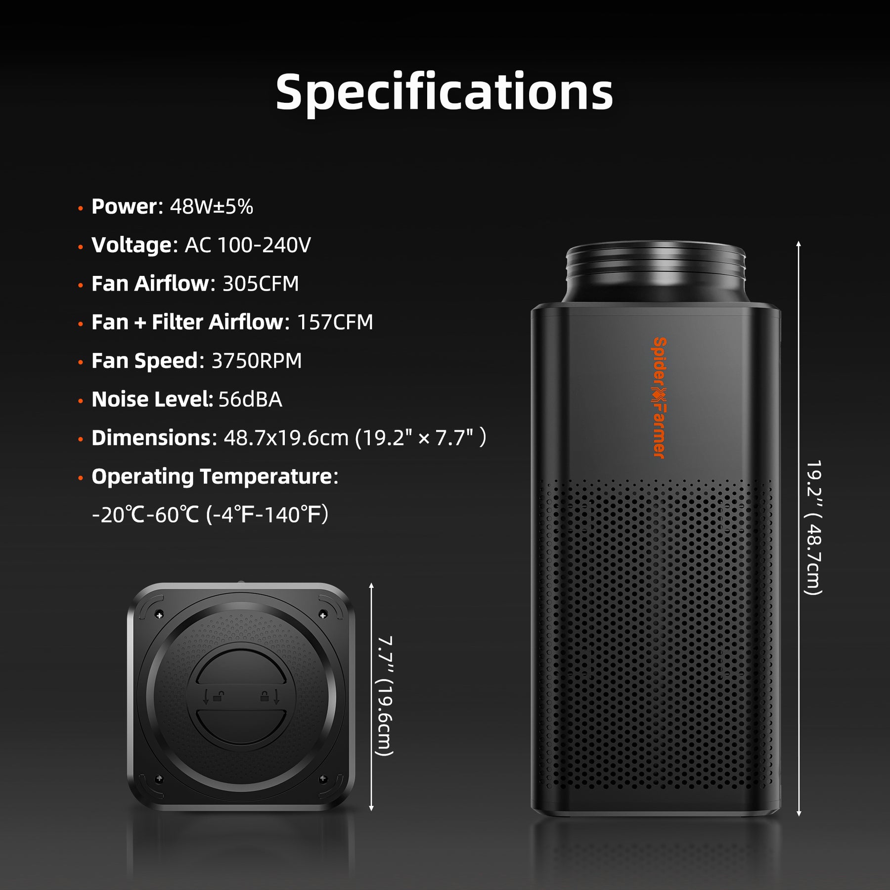 Spider Farmer 2-in-1 Abluftsystem 150mm mit Aktivkohlefilter und Drehzahlregler
