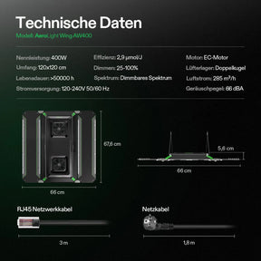 VIVOSUN AeroLight Wing AW400SE LED Growlampe 400W