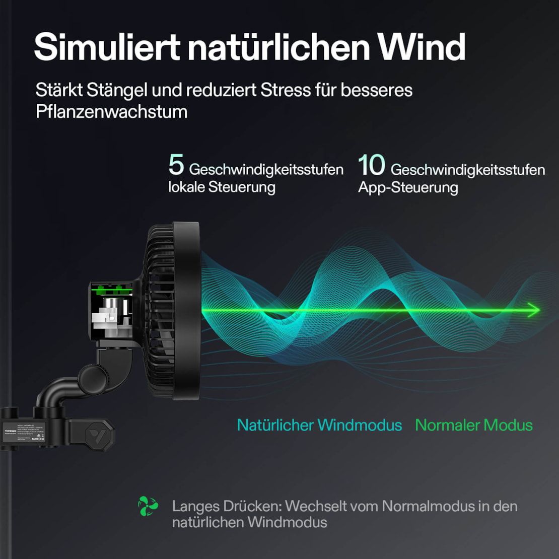 VIVOSUN AeroWave E6 Gen2 Clip-Ventilator Ø 15 cm
