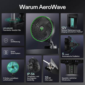 VIVOSUN AeroWave E6 Gen2 Clip-Ventilator Ø 15 cm