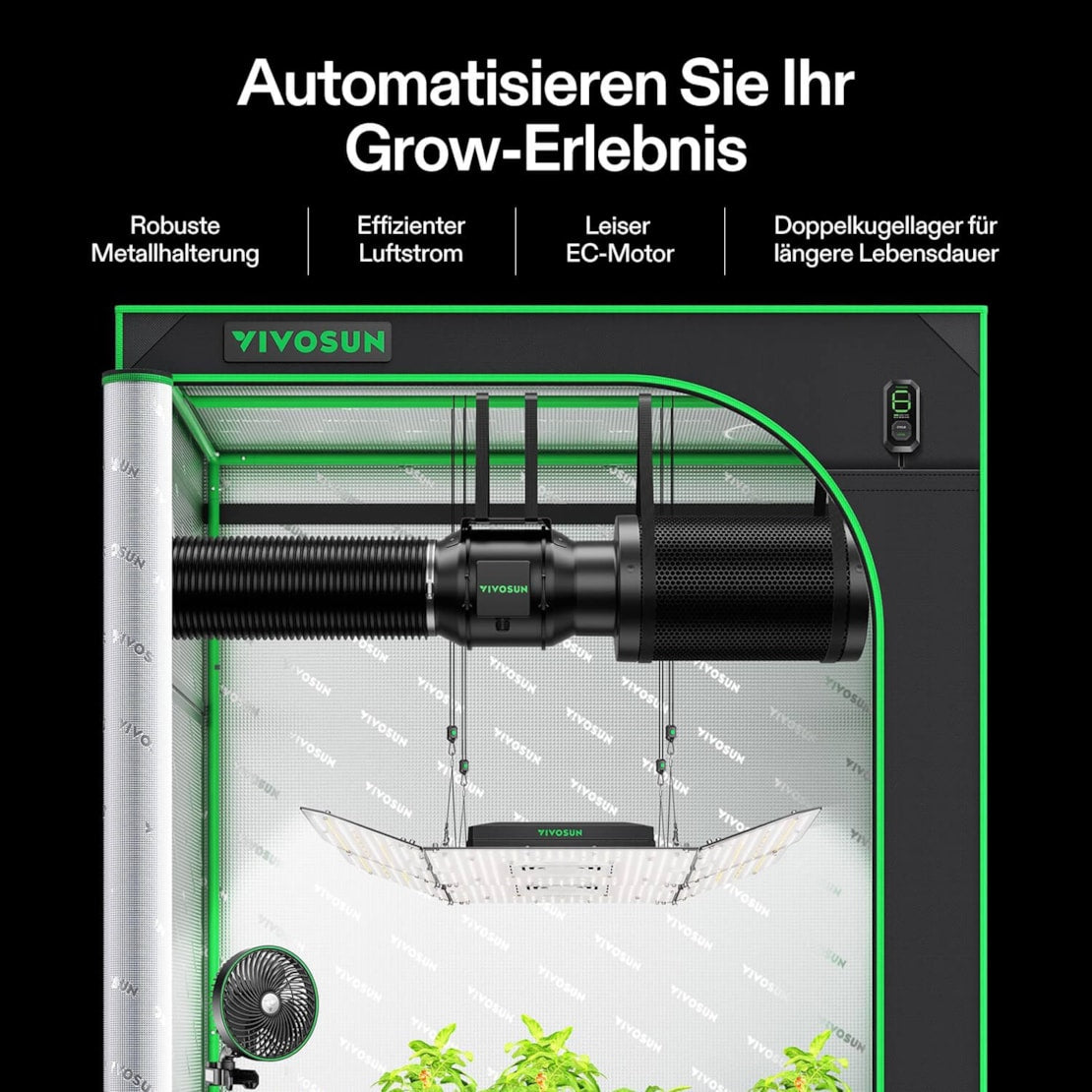 VIVOSUN AeroZesh G6 Smart Luftfiltration Kit 15 cm mit E12-Geschwindigkeitsregler