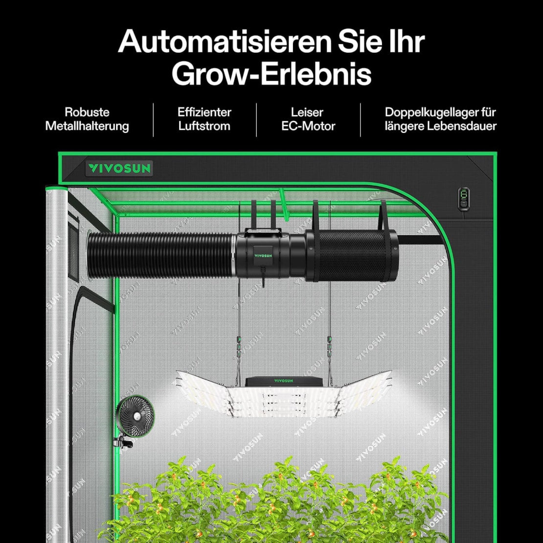 VIVOSUN AeroZesh G8 Smart Luftfiltration Kit 20 cm mit E12-Geschwindigkeitsregler