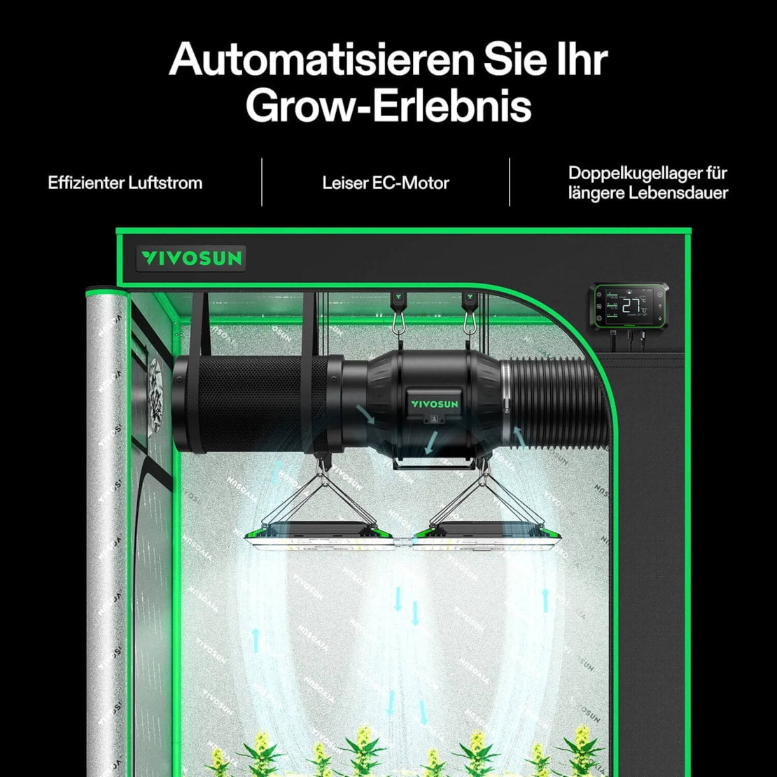 VIVOSUN AeroZesh T6 Smart Luftfiltration Kit Pro 15 cm mit E42A Controller