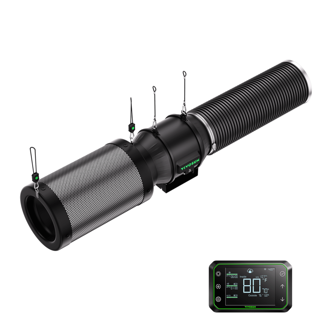 VIVOSUN AeroZesh T6 Smart Luftfiltration Kit Pro 15 cm mit E42A Controller