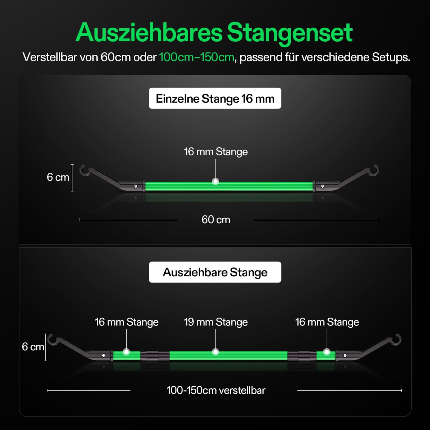 VIVOSUN Stützstangen Set 100–150 cm High CFM