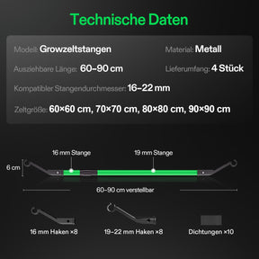 VIVOSUN Stützstangen Set 60–90 cm High CFM