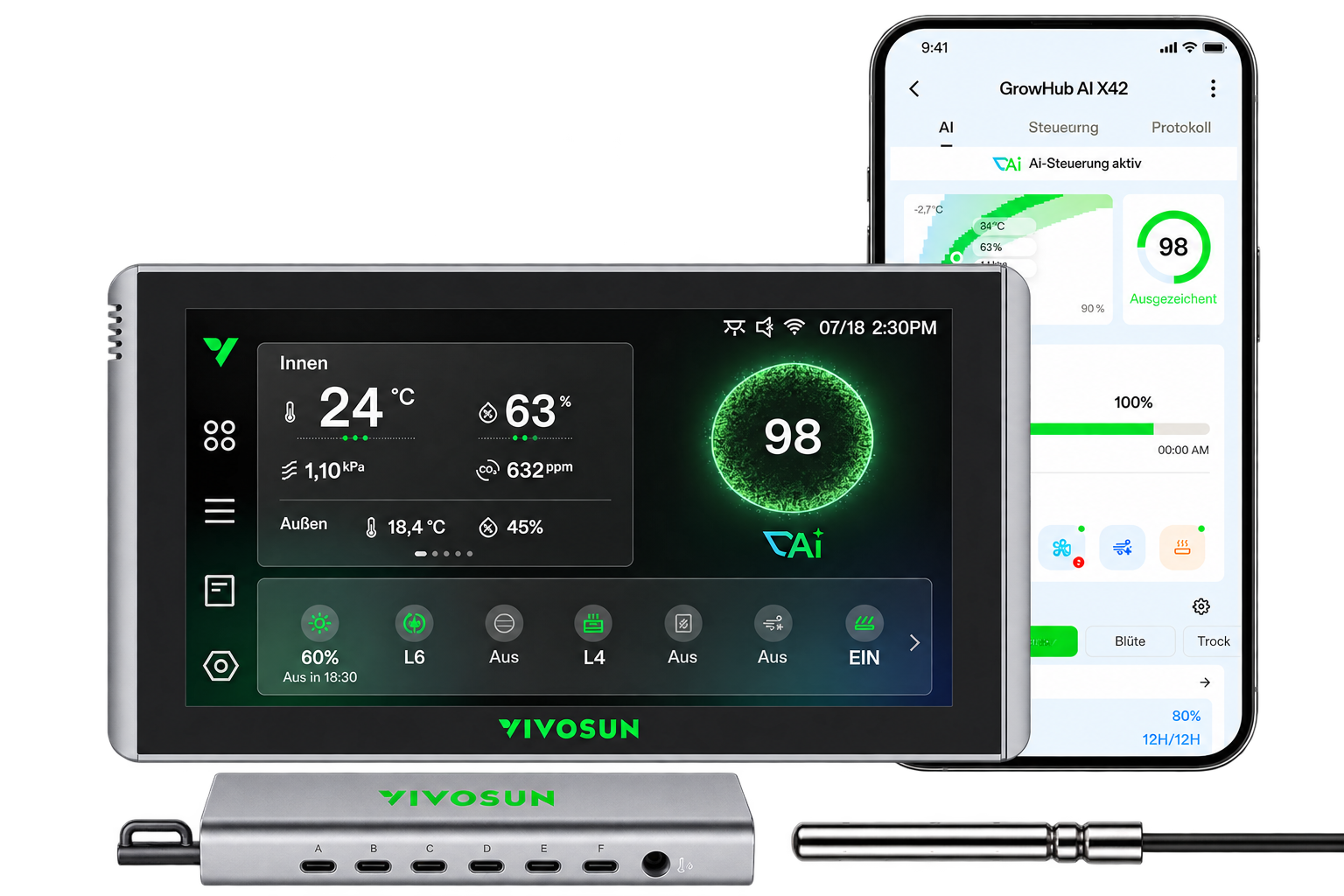 VIVOSUN GrowHub X42 AI Controller mit Touchscreen und App-Steuerung