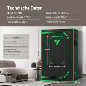 VIVOSUN Growbox Pro 120×60×180 cm