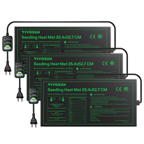 Anzucht-Heizmatte mit digitalem Dual-Display-Thermostat, 25x53 cm 3er Pack