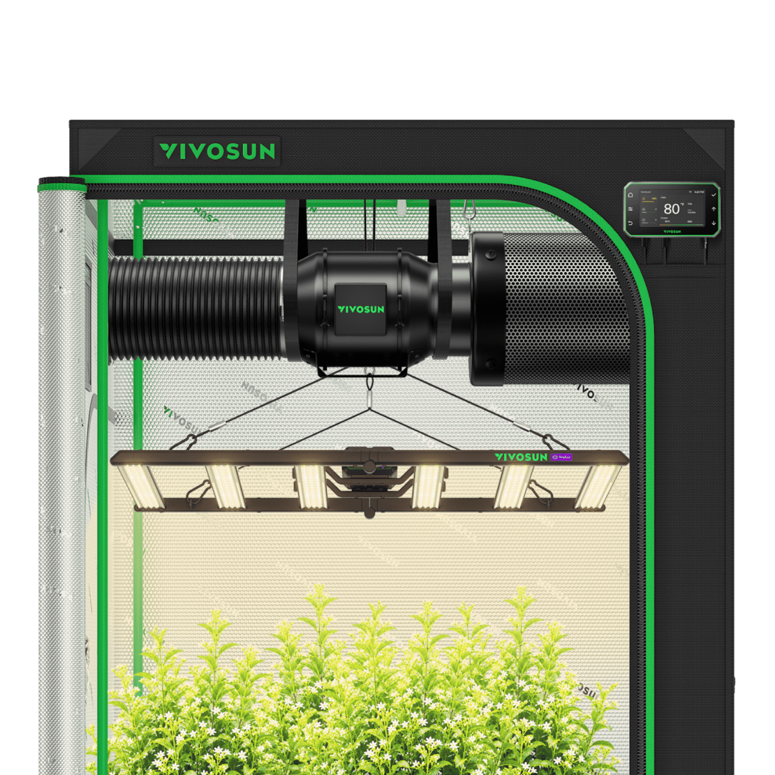 VIVOSUN Growbox Komplettset 120x120x200 cm 500W LED