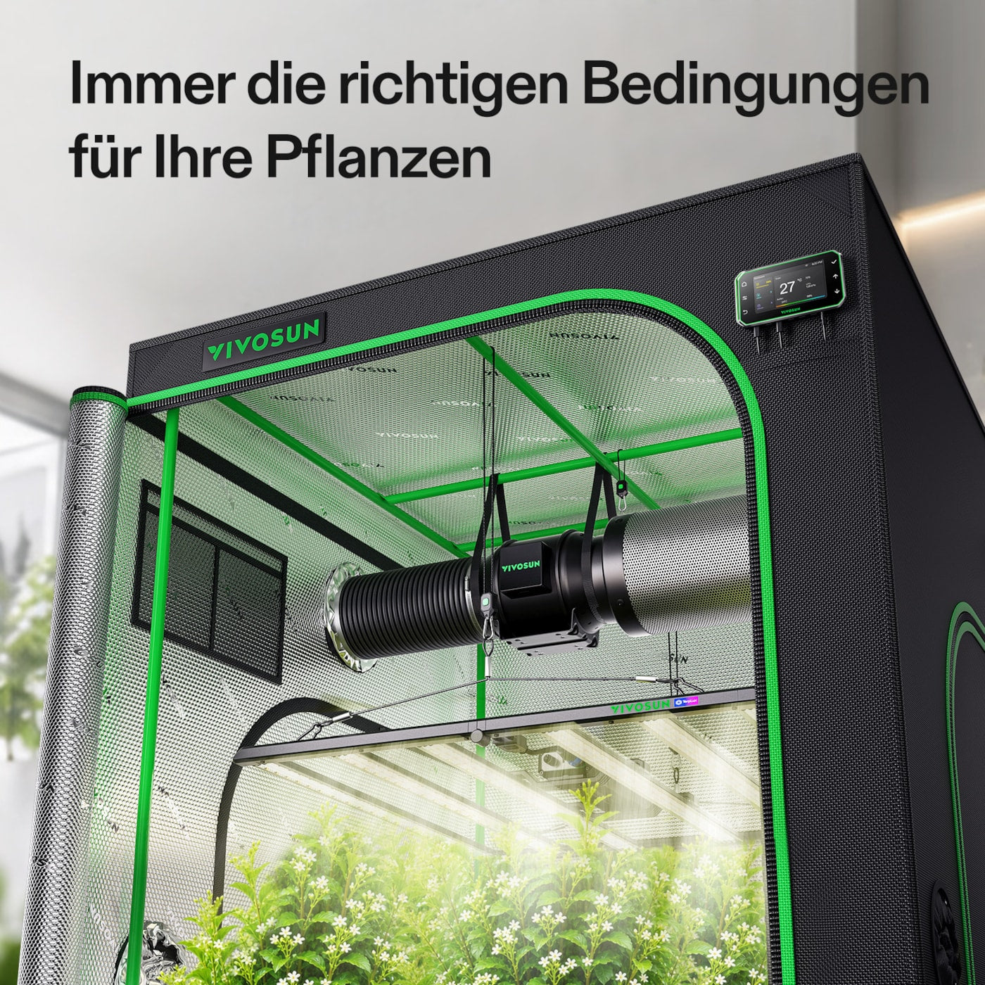 VIVOSUN Growbox Komplettset 120x120x200 cm 500W LED
