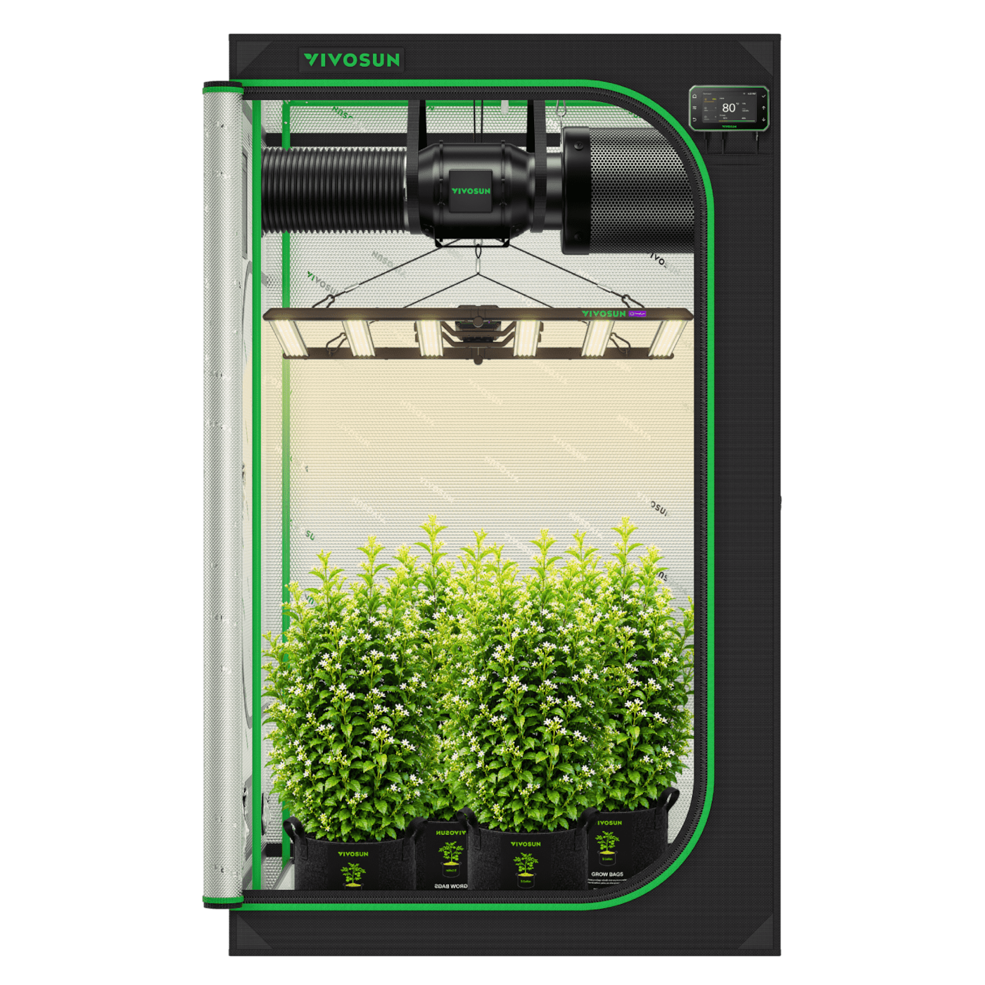 VIVOSUN Growbox Komplettset 120x120x200 cm 500W LED