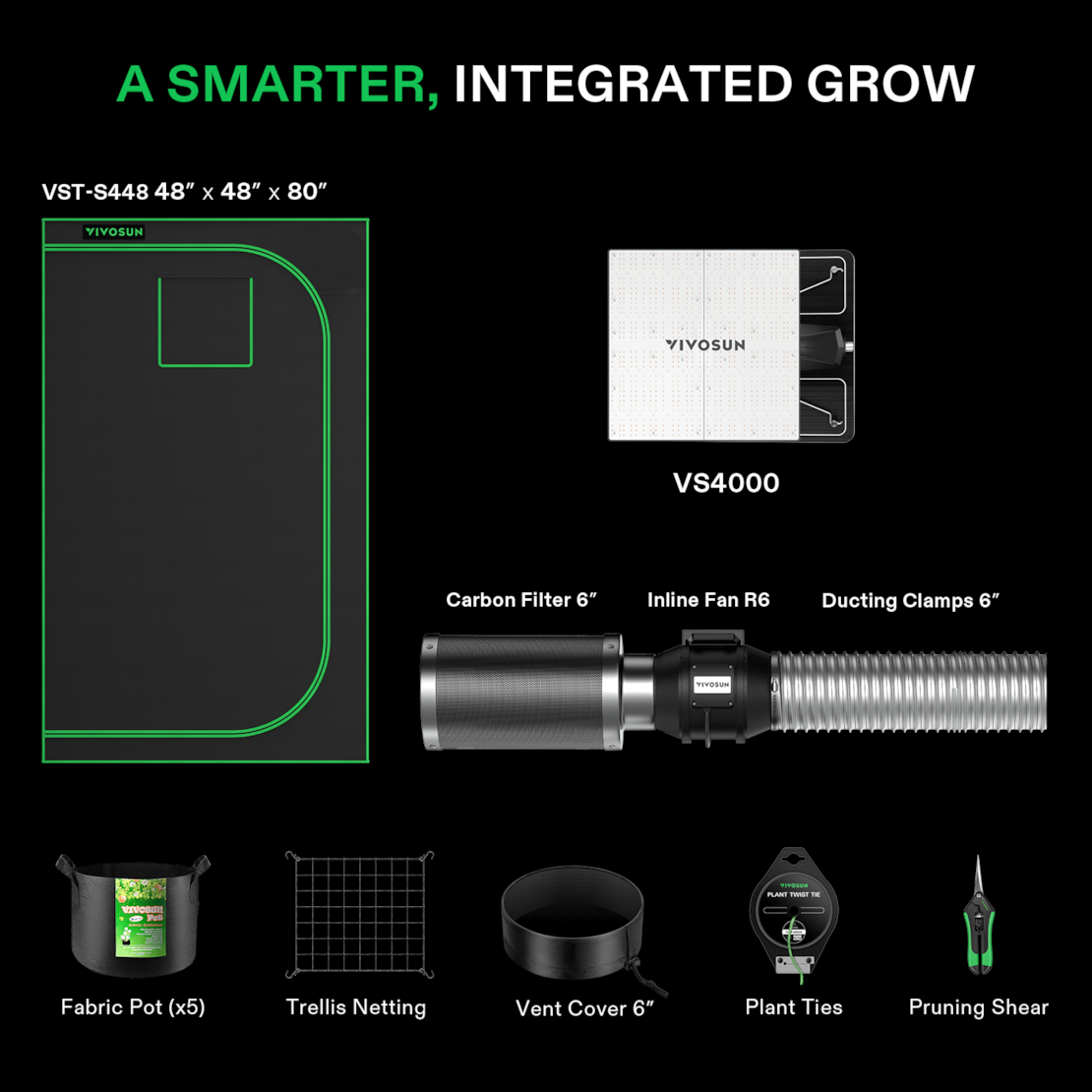 VIVOSUN Growbox Komplettset 120x120x200 cm mit VS4000 LED