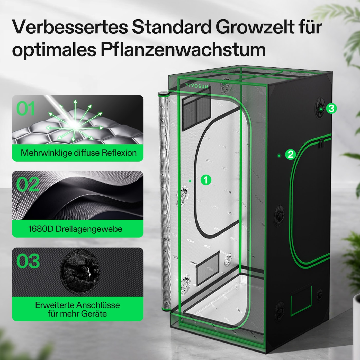 VIVOSUN Growbox Komplettset 100x100x180 cm 320W LED