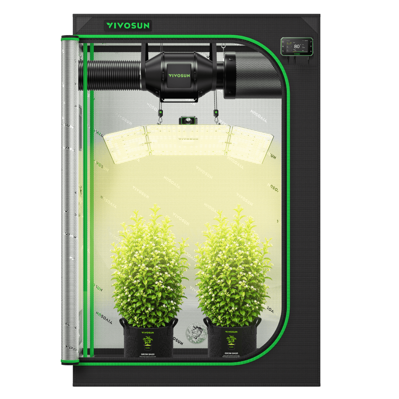 VIVOSUN Growbox Komplettset 120x60x180 cm 200W LED
