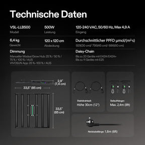 VIVOSUN LumaLight 500W Next Gen Vollspektrum LED Pflanzenlampe