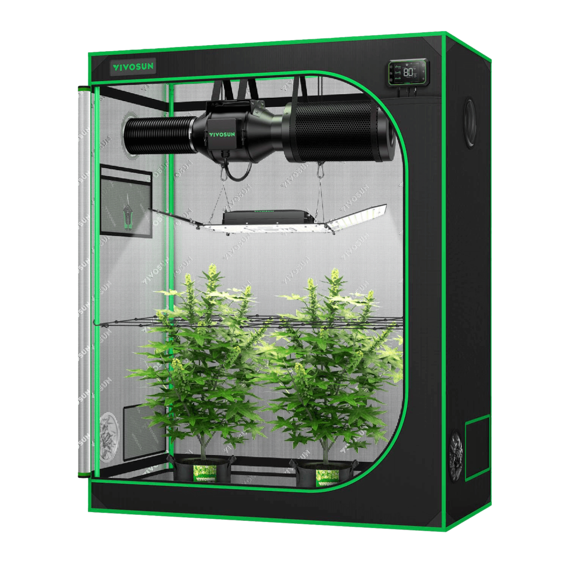 VIVOSUN Growbox Komplettset 120x60x150 cm Aerolight Wing SE LED 200W