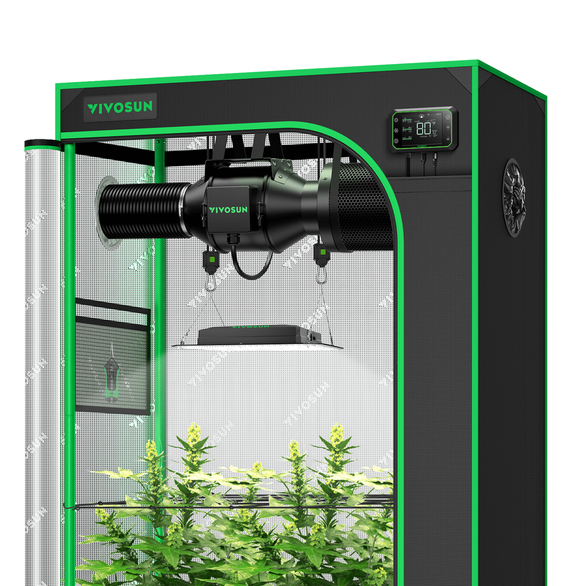 VIVOSUN Growbox Komplettset 90x50x160 cm Aerolight SE LED 100W