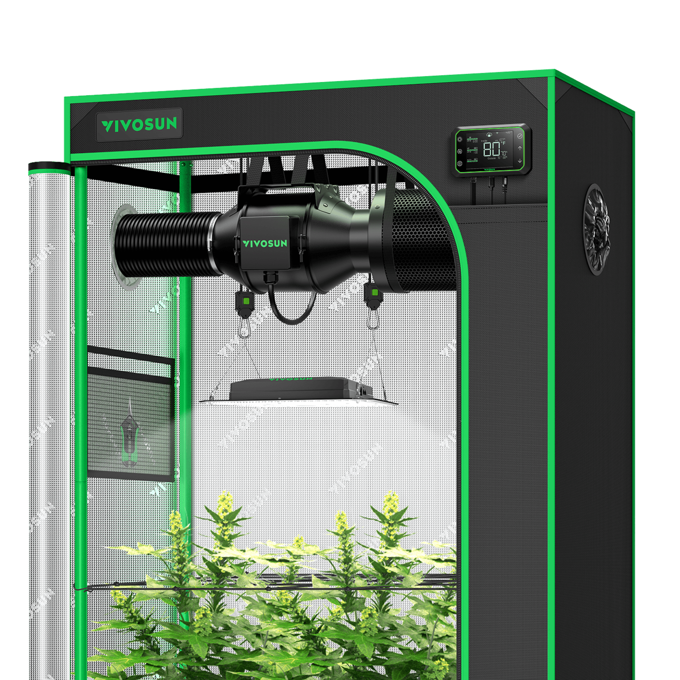 VIVOSUN Growbox Komplettset 90x50x160 cm Aerolight SE LED 100W