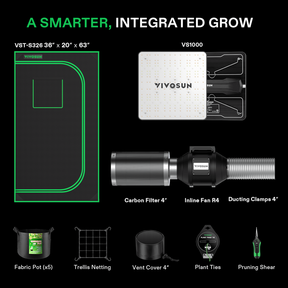 VIVOSUN Growbox Komplettset 90x50x160 cm VS1000 LED 100W