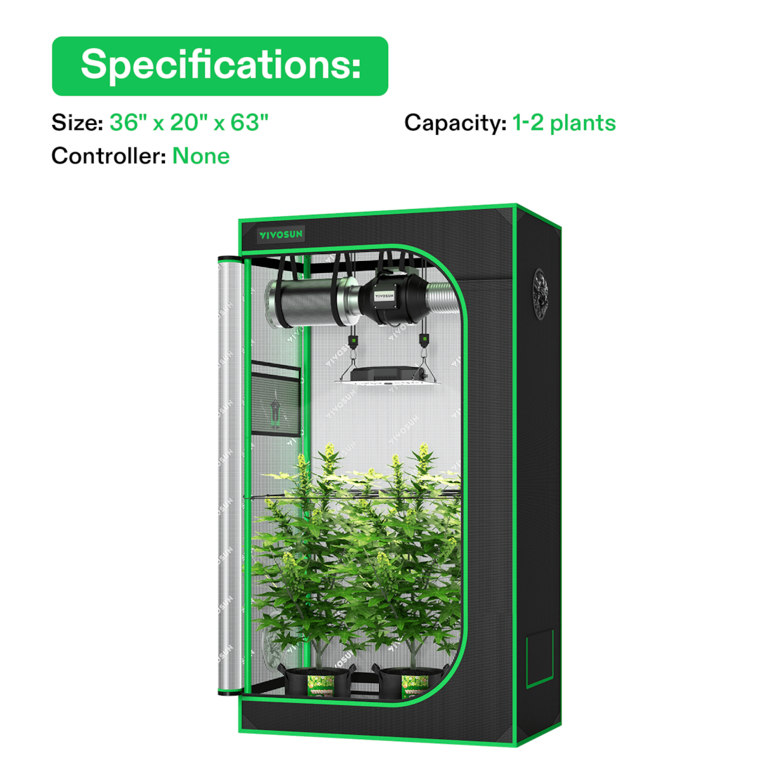 VIVOSUN Growbox Komplettset 90x50x160 cm VS1000 LED 100W