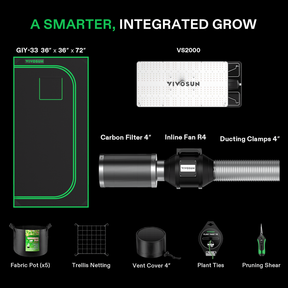 VIVOSUN Growbox Komplettset 90x90x180 cm VS2000 LED 200W
