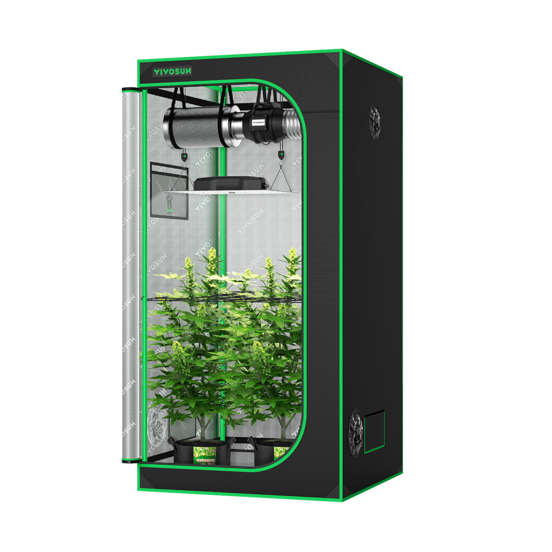 VIVOSUN Growbox Komplettset 90x90x180 cm VS2000 LED 200W