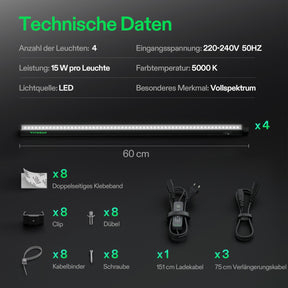 VIVOSUN T5 Linear LED Pflanzenbeleuchtung 60 W, 4er Set mit Timer und Dimmer