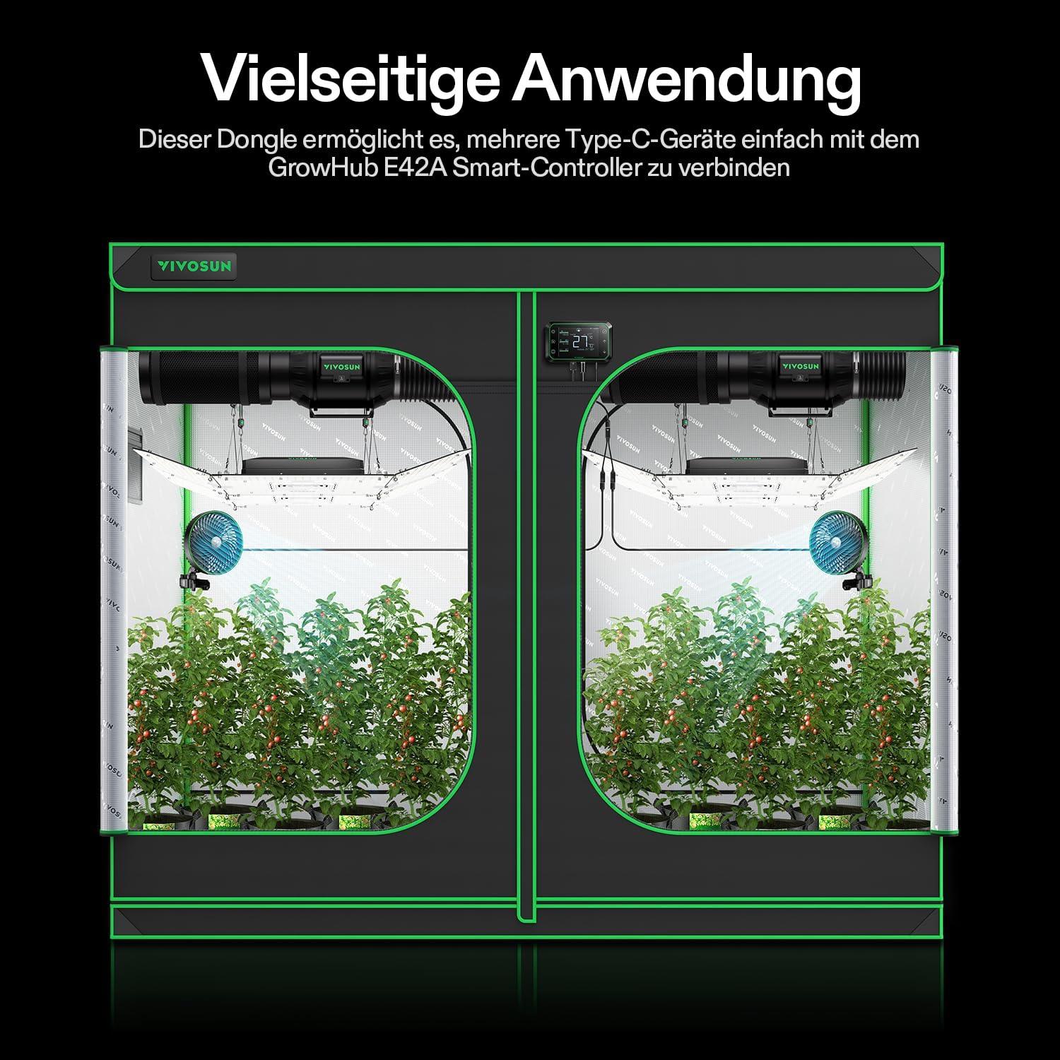 VIVOSUN USB C Splitter 2-in-1 für Growhub E42A