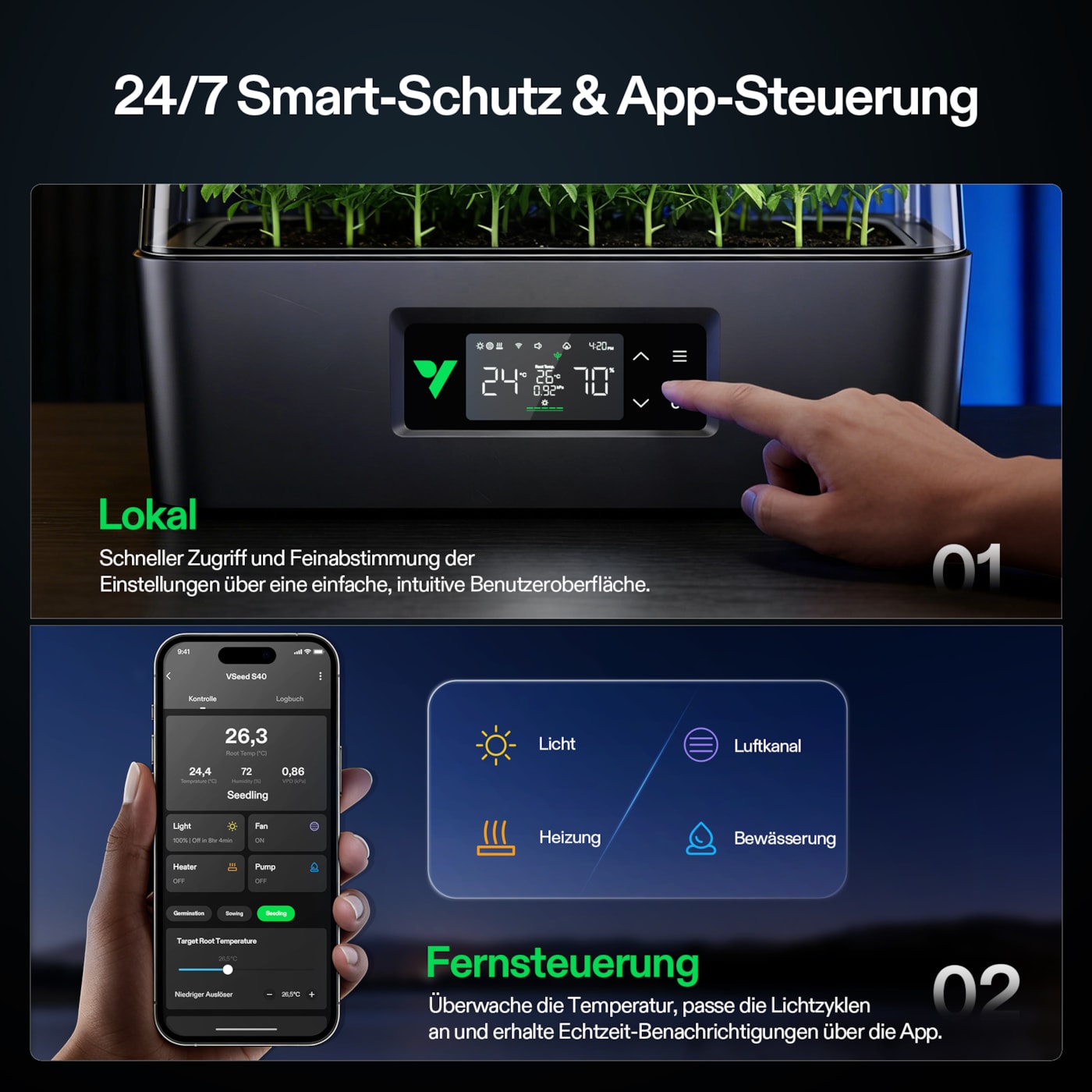VIVOSUN VSeed S40 Smart Anzuchtsystem mit LED, Heizung und App